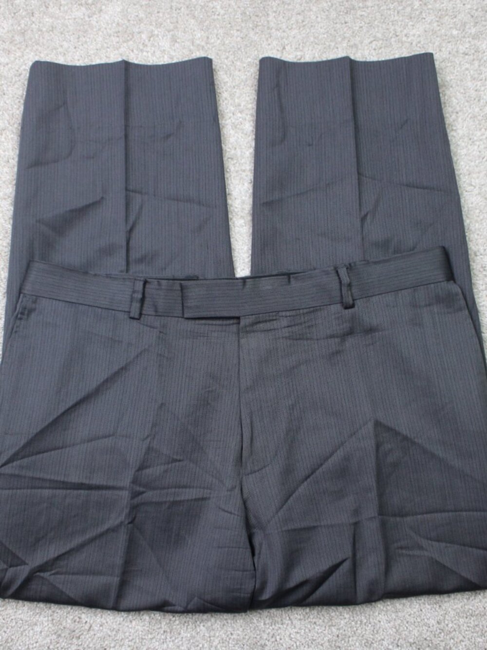 HUGO Hugo Boss Pants Mens 36x30 Gray Striped Scorsese/Movie US Lined Virgin Wool